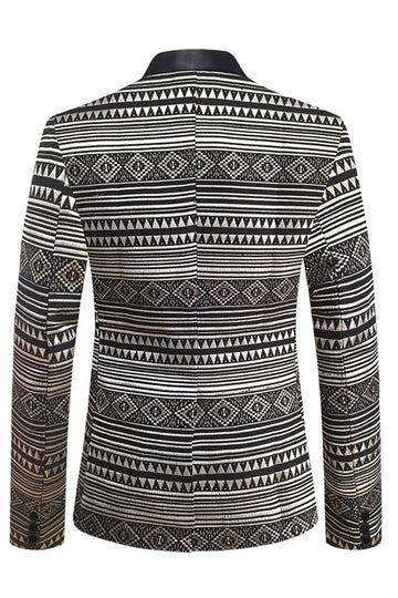 Czarna Biała Klapa Z Wycięciem Marynarka Męska